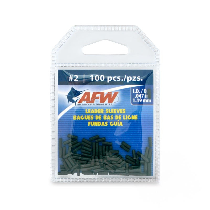 AFW American Fishing Wire Single Barrel Crimp Sleeves, Size #2/.047", Black, 100 pc - Image 1